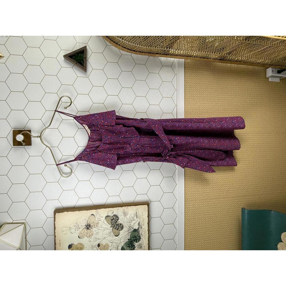 Rebecca Taylor 100% Silk Sleeveless Purple Ruffle Tie Belt Mini Dress - Size - 2